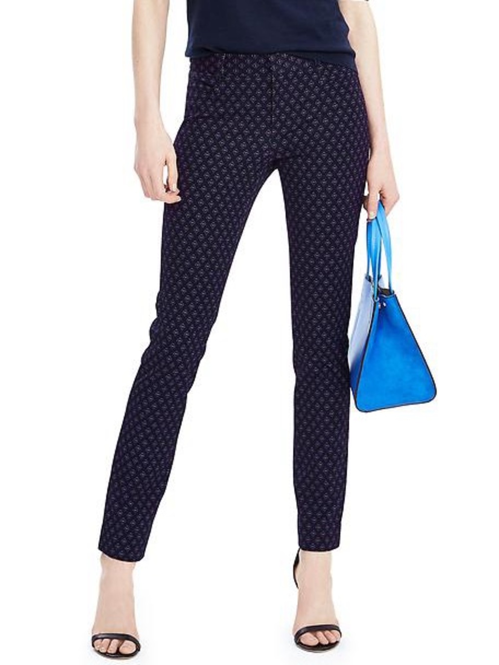 Like New Banana Republic 0P Sloan Navy Diamond Print Tailored Ankle Pants